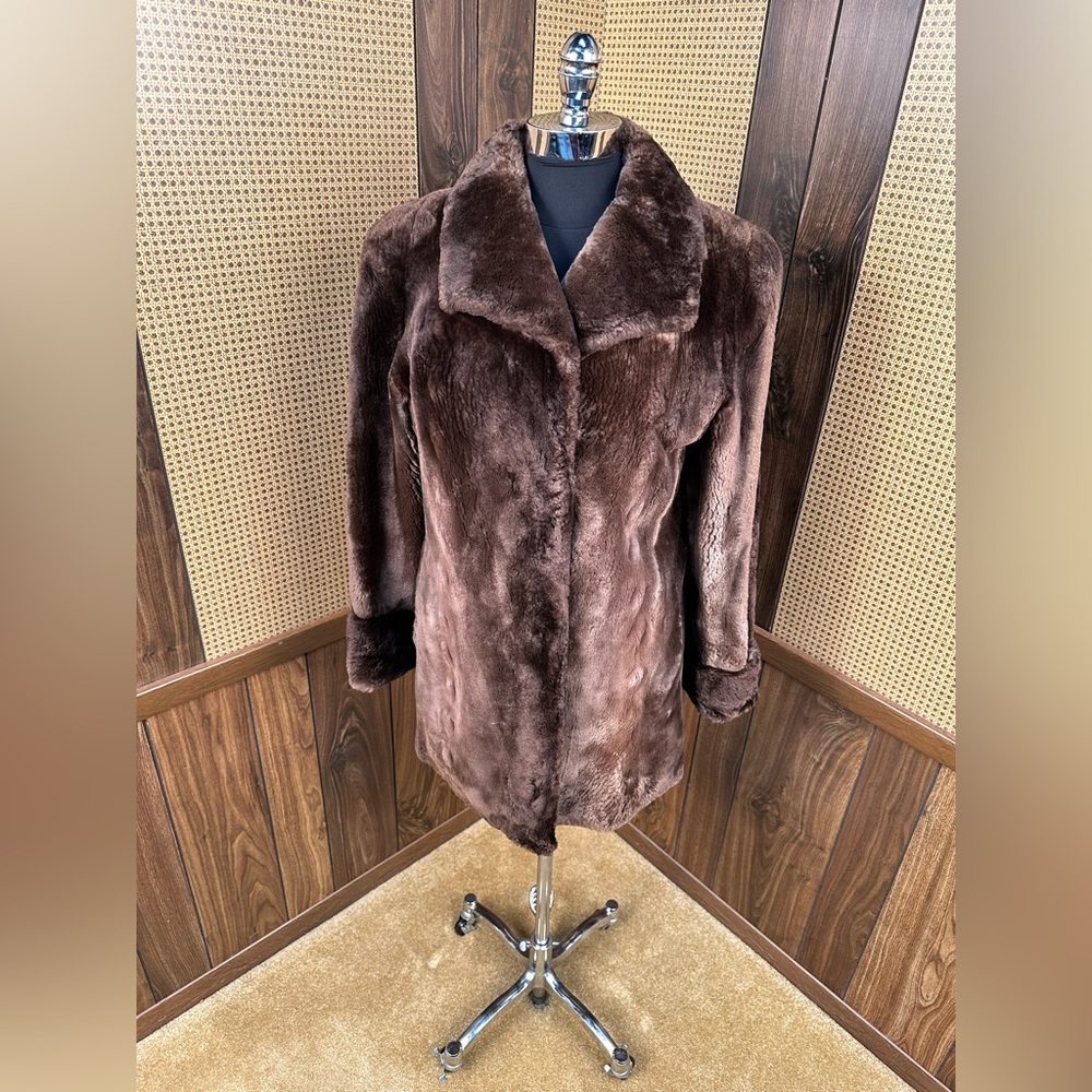 WOLFIE MADE IN CANADA PHANTOM SHEARED BEAVER FUR COAT JACKET MEDIUM